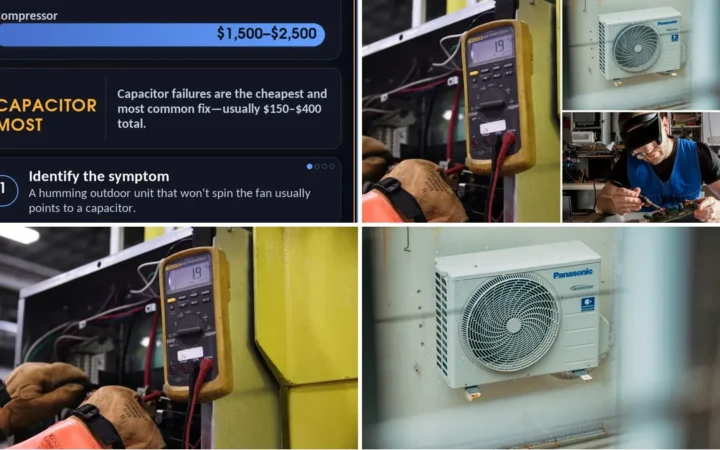 HVAC Repair Cost Guide: Capacitor, Compressor, Refrigerant Explained — photo collage